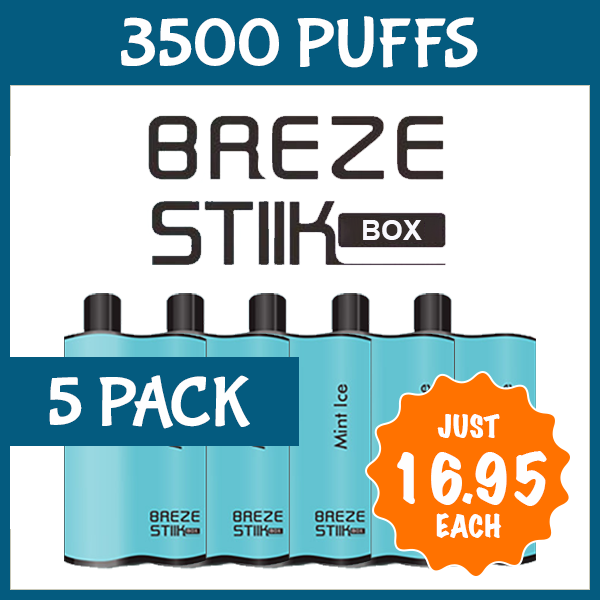 5 Pack Breze Stiik Box Mint ICE 3500 Puffs
