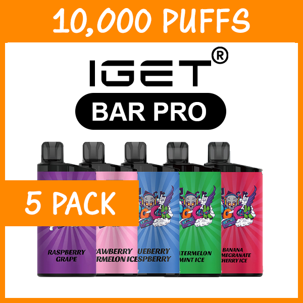 5 Pack IGET Bar Pro Mixed Flavours 10000 Puffs