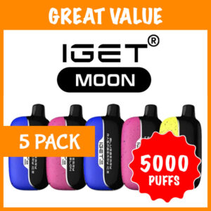 5 Pack IGET Moon Mixed Flavours 5000 Puffs
