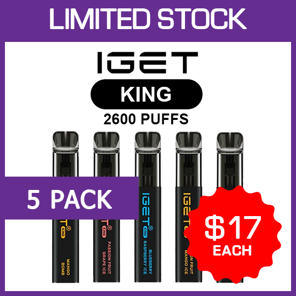 5 Pack IGET King 2600 Puffs